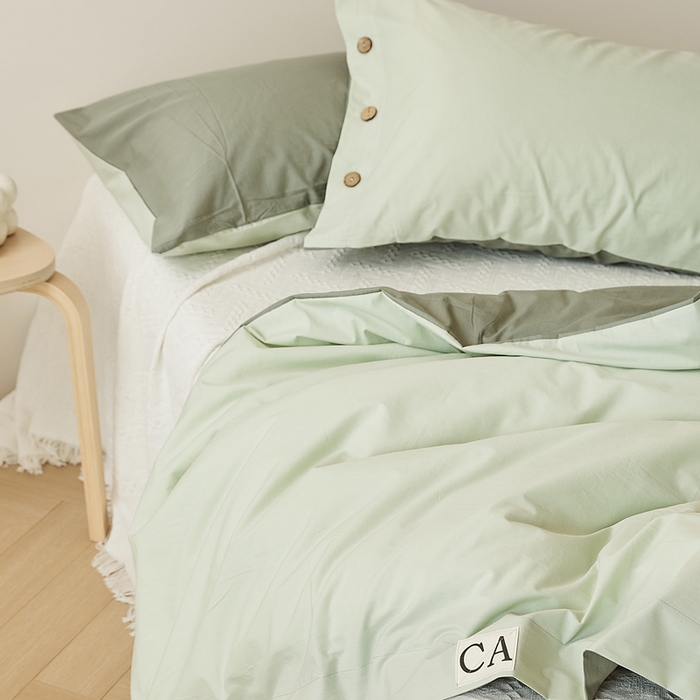 91家纺网 家纺一手货源 找家纺 EH家居 2025新款旧拾光系列全棉水洗棉单品被套 旧拾光-水绿