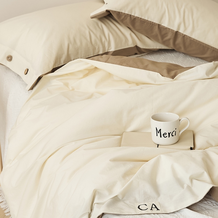 91家纺网 家纺一手货源 找家纺 EH家居 2025新款旧拾光系列全棉水洗棉单品被套 旧拾光-米咖