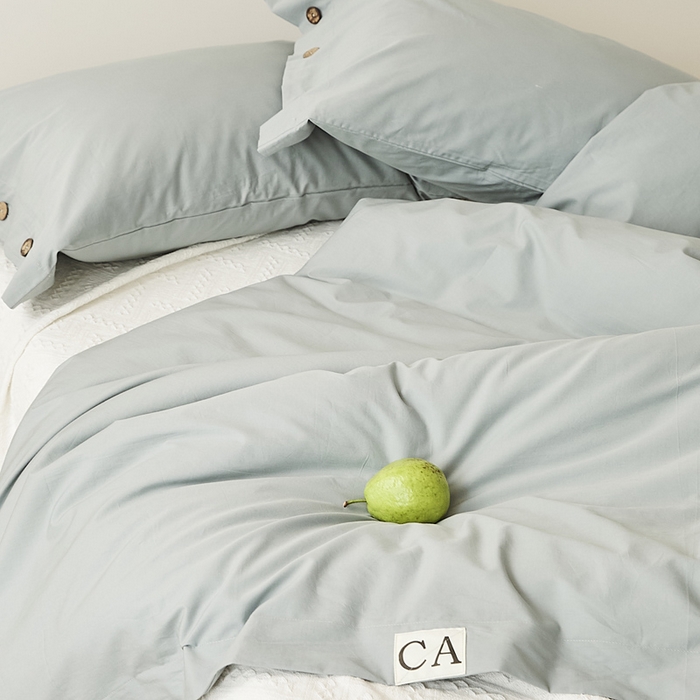 91家纺网 家纺一手货源 找家纺 EH家居 2025新款旧拾光系列全棉水洗棉单品被套 旧拾光-云水蓝