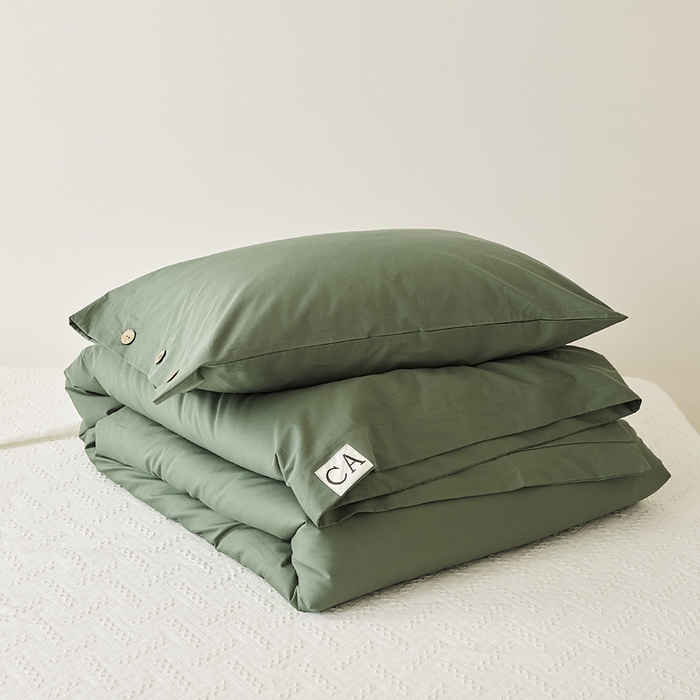 91家纺网 家纺一手货源 找家纺 EH家居 2025新款旧拾光系列全棉水洗棉单品被套 旧拾光-墨绿