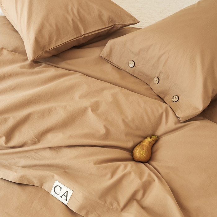 91家纺网 家纺一手货源 找家纺 EH家居 2025新款旧拾光系列全棉水洗棉单品被套 旧拾光-拿铁咖