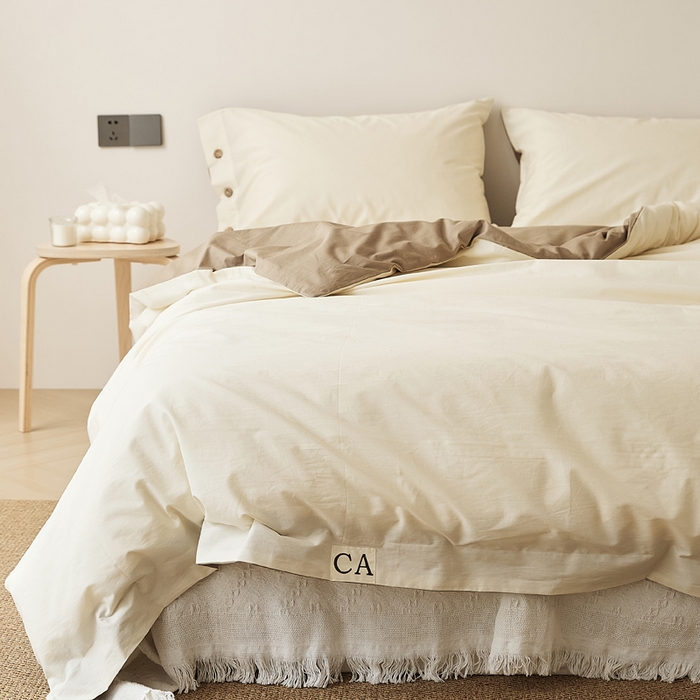 91家纺网 家纺一手货源 找家纺 EH家居 2025新款旧拾光系列全棉水洗棉单品被套 旧拾光-米咖