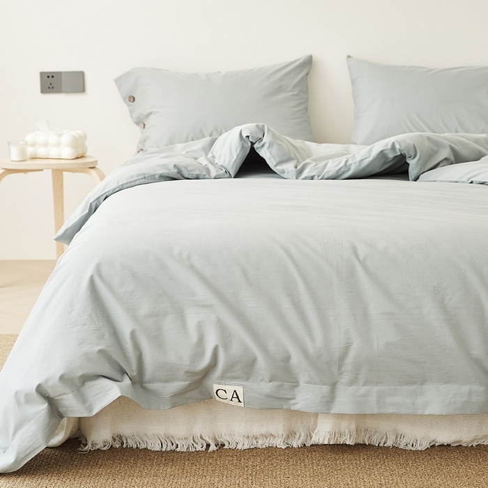 91家纺网 家纺一手货源 找家纺 EH家居 2025新款旧拾光系列全棉水洗棉单品被套 旧拾光-云水蓝