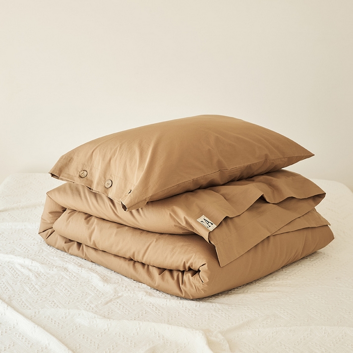 91家纺网 家纺一手货源 找家纺 EH家居 2025新款旧拾光系列全棉水洗棉单品被套 旧拾光-拿铁咖