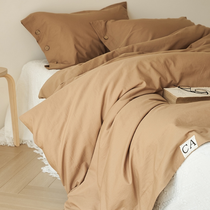 EH家居 2025新款旧拾光系列全棉水洗棉单品被套 旧拾光-拿铁咖