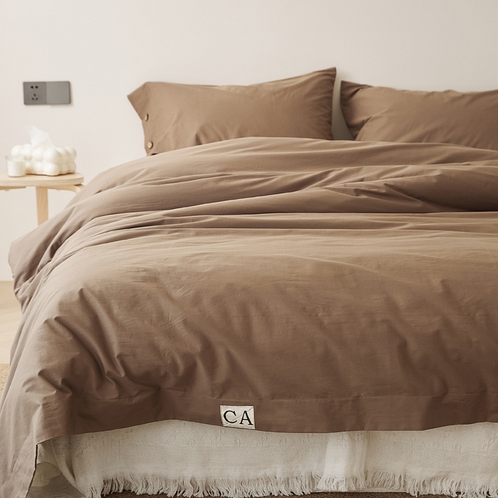 91家纺网 家纺一手货源 找家纺 EH家居 2025新款旧拾光系列全棉水洗棉单品被套 旧拾光-巧克力棕