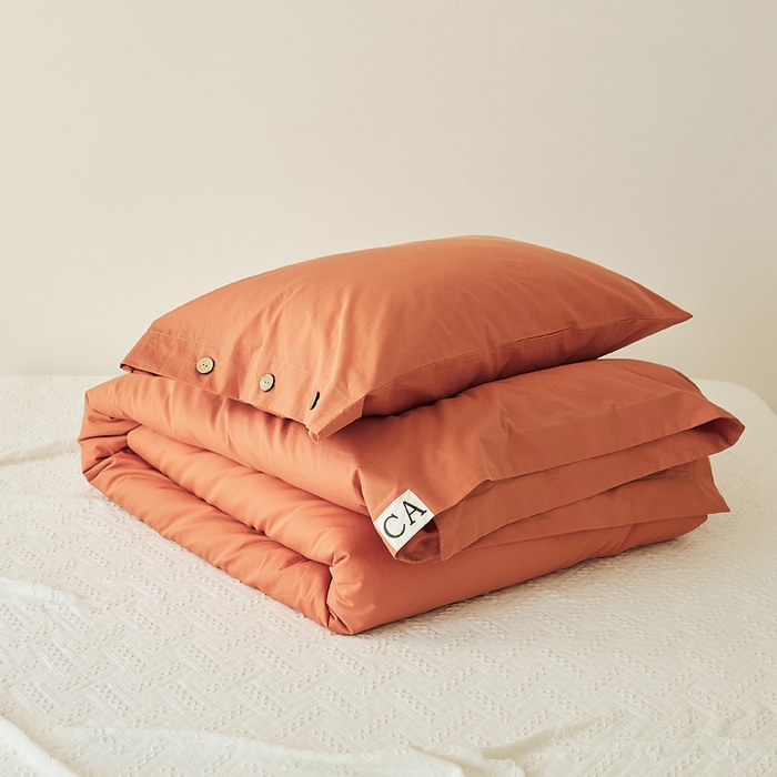 91家纺网 家纺一手货源 找家纺 EH家居 2025新款旧拾光系列全棉水洗棉单品被套 旧拾光-橘红