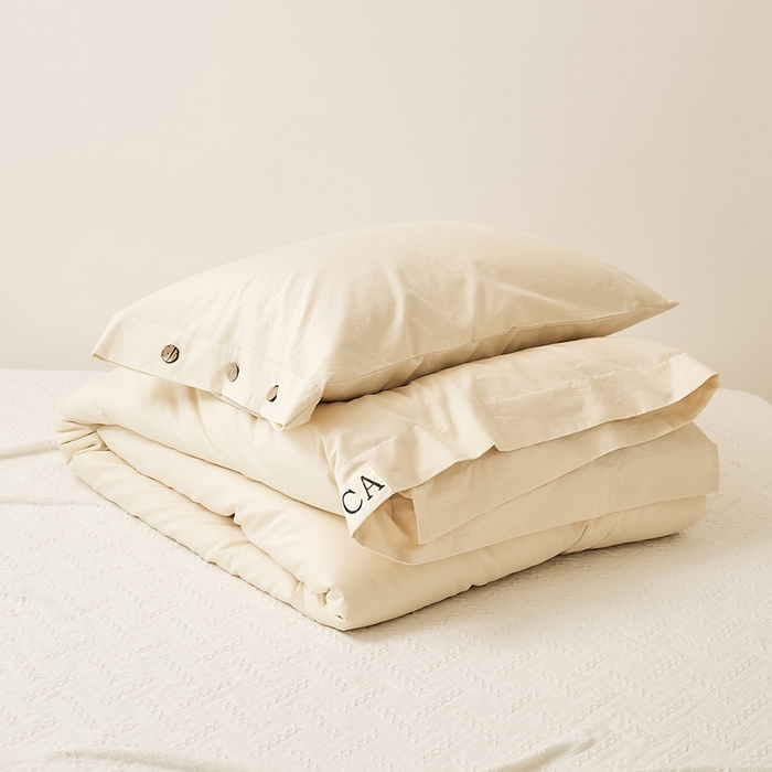 91家纺网 家纺一手货源 找家纺 EH家居 2025新款旧拾光系列全棉水洗棉单品被套 旧拾光-奶白色