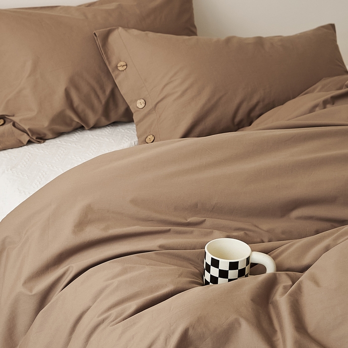 EH家居 2025新款旧拾光系列全棉水洗棉单品被套 旧拾光-巧克力棕