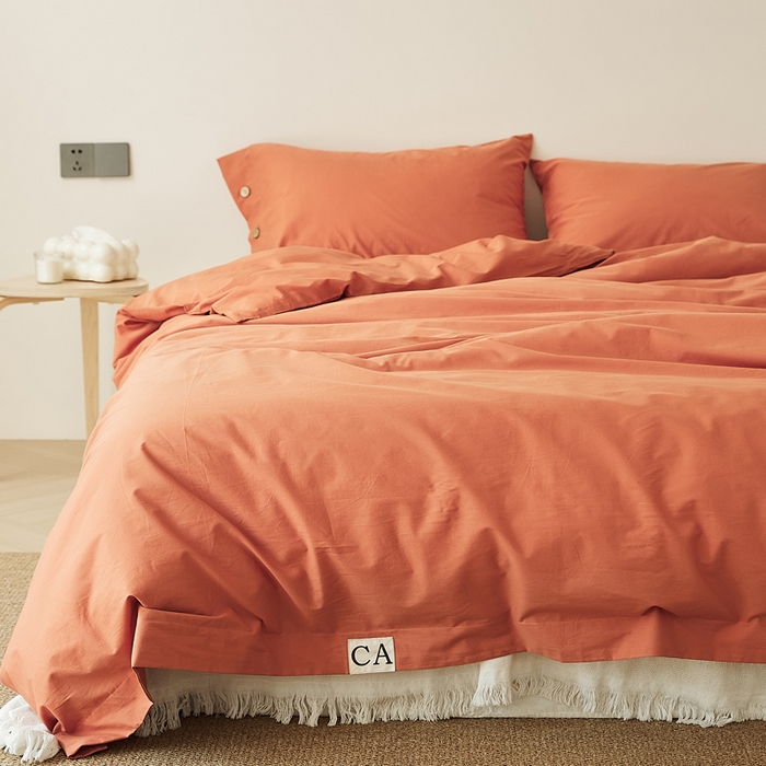 91家纺网 家纺一手货源 找家纺 EH家居 2025新款旧拾光系列全棉水洗棉单品被套 旧拾光-橘红