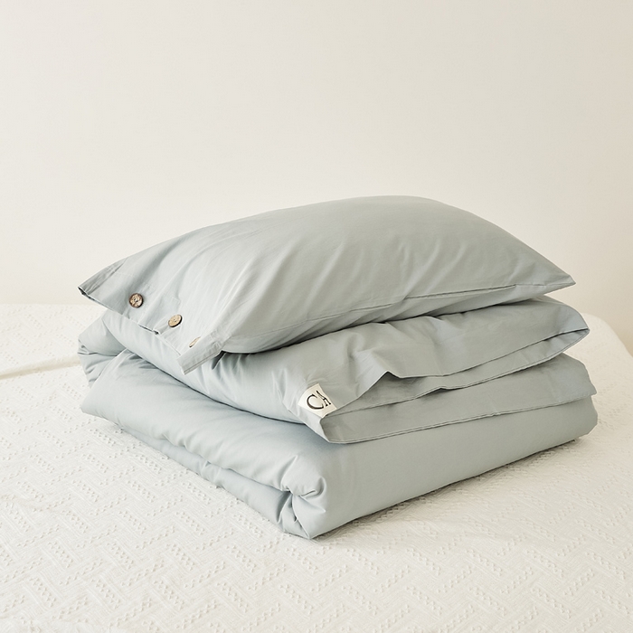 91家纺网 家纺一手货源 找家纺 EH家居 2025新款旧拾光系列全棉水洗棉单品被套 旧拾光-云水蓝