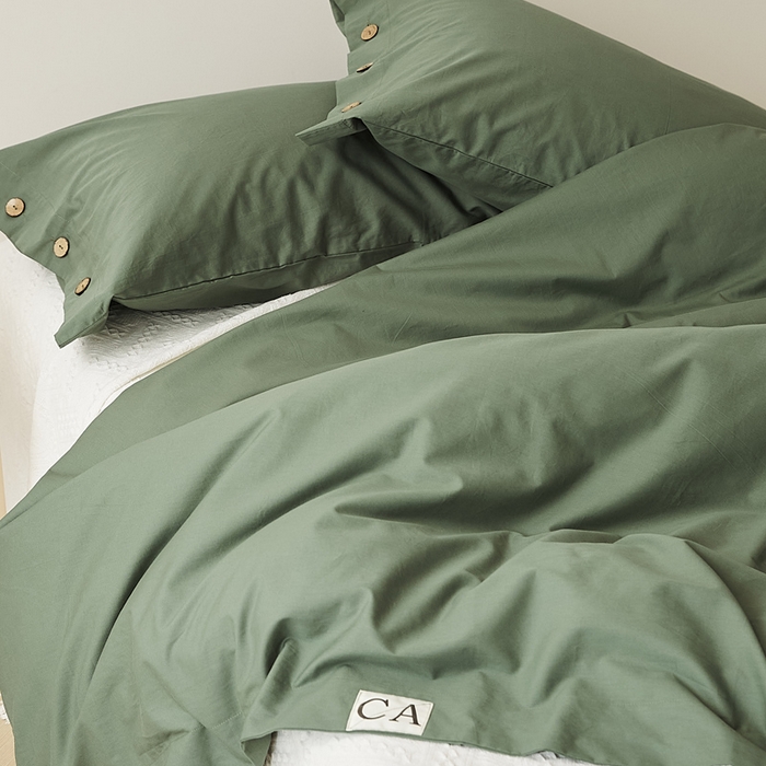 91家纺网 家纺一手货源 找家纺 EH家居 2025新款旧拾光系列全棉水洗棉单品被套 旧拾光-墨绿