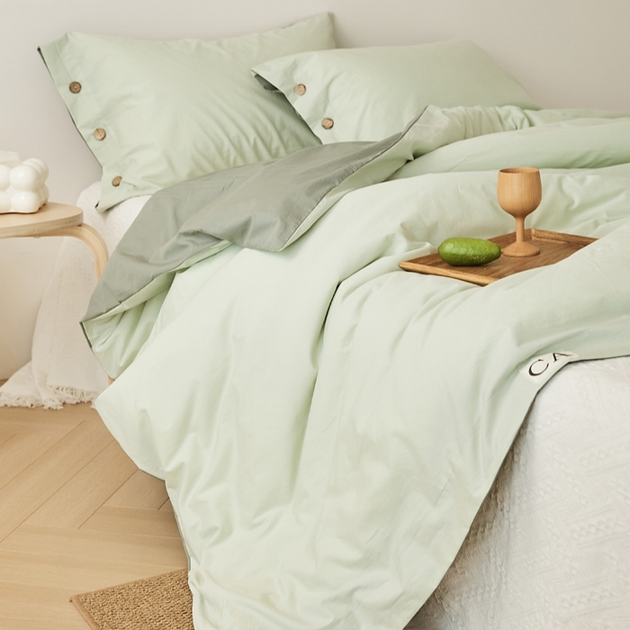 EH家居 2025新款旧拾光系列全棉水洗棉单品被套 旧拾光-水绿