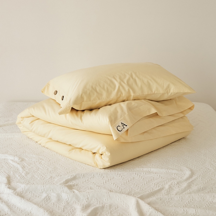 91家纺网 家纺一手货源 找家纺 EH家居 2025新款旧拾光系列全棉水洗棉单品被套 旧拾光-淡奶黄