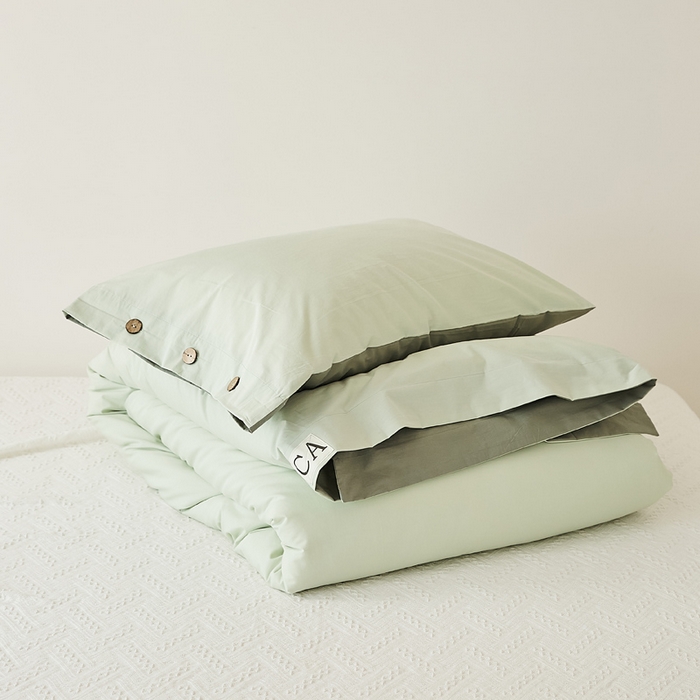91家纺网 家纺一手货源 找家纺 EH家居 2025新款旧拾光系列全棉水洗棉单品被套 旧拾光-水绿