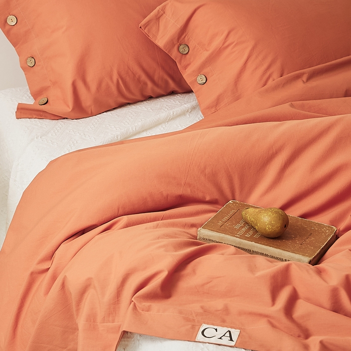 91家纺网 家纺一手货源 找家纺 EH家居 2025新款旧拾光系列全棉水洗棉单品被套 旧拾光-橘红