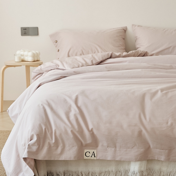 91家纺网 家纺一手货源 找家纺 EH家居 2025新款旧拾光系列全棉水洗棉单品被套 旧拾光-翻糖粉