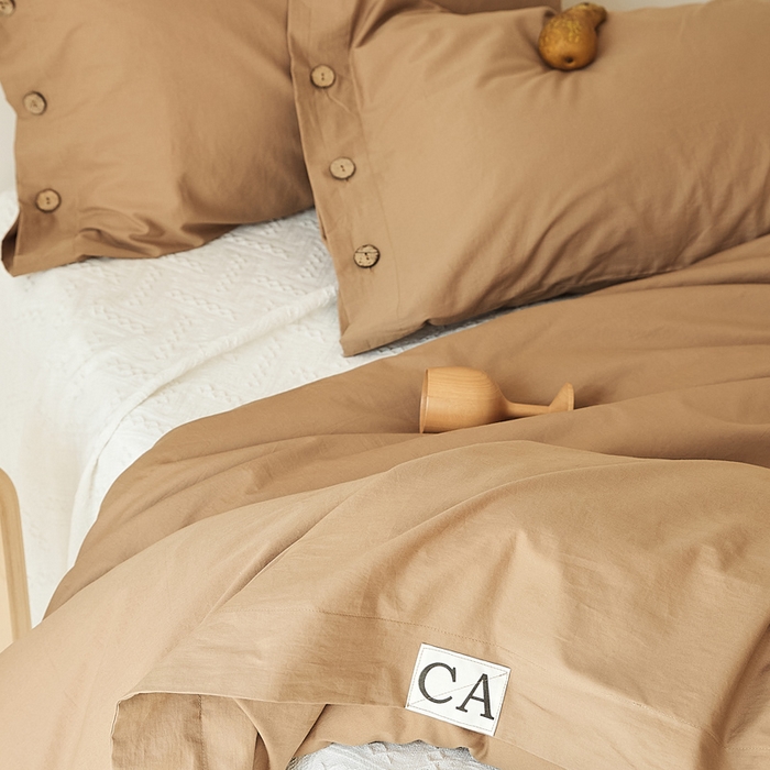 91家纺网 家纺一手货源 找家纺 EH家居 2025新款旧拾光系列全棉水洗棉单品被套 旧拾光-拿铁咖