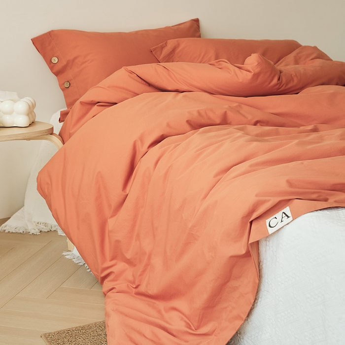 EH家居 2025新款旧拾光系列全棉水洗棉单品被套 旧拾光-橘红