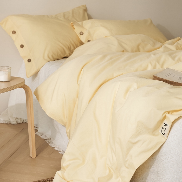 EH家居 2025新款旧拾光系列全棉水洗棉单品被套 旧拾光-淡奶黄