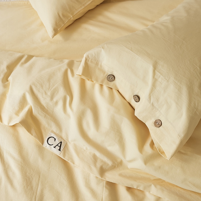 91家纺网 家纺一手货源 找家纺 EH家居 2025新款旧拾光系列全棉水洗棉单品被套 旧拾光-淡奶黄