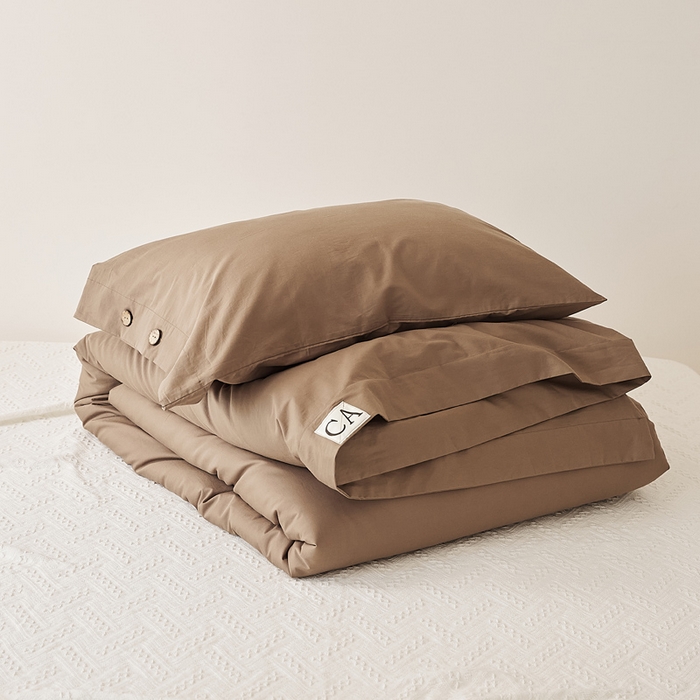 91家纺网 家纺一手货源 找家纺 EH家居 2025新款旧拾光系列全棉水洗棉单品被套 旧拾光-巧克力棕