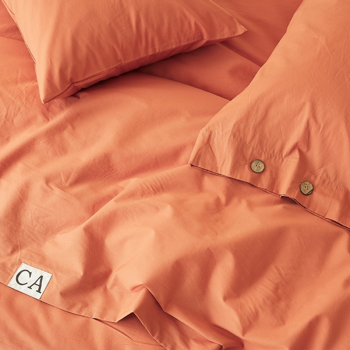 91家纺网 家纺一手货源 找家纺 EH家居 2025新款旧拾光系列全棉水洗棉单品被套 旧拾光-橘红