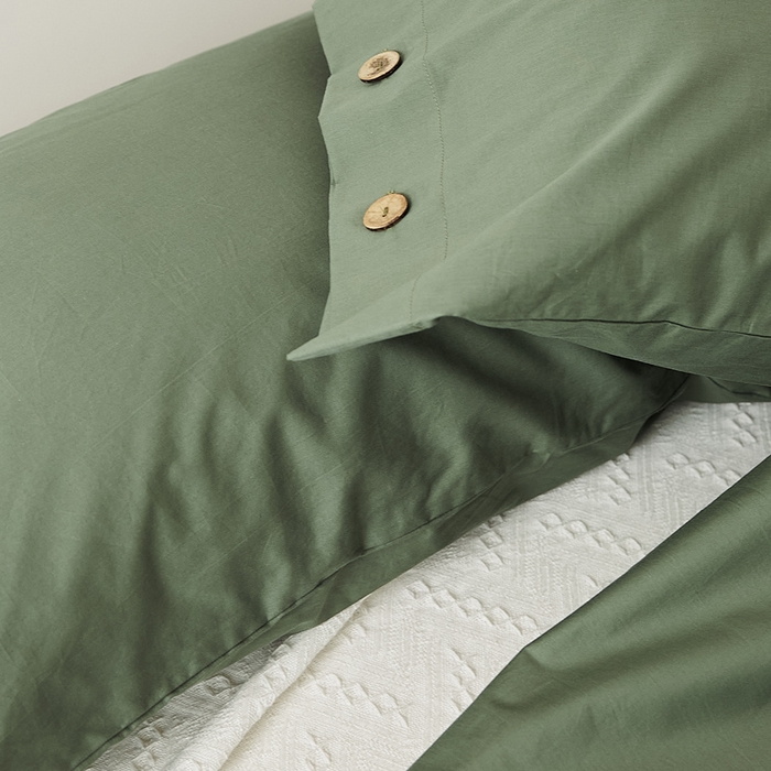 91家纺网 家纺一手货源 找家纺 EH家居 2025新款旧拾光系列全棉水洗棉单品被套 旧拾光-墨绿