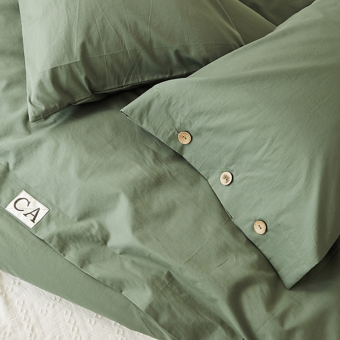 91家纺网 家纺一手货源 找家纺 EH家居 2025新款旧拾光系列全棉水洗棉单品被套 旧拾光-墨绿