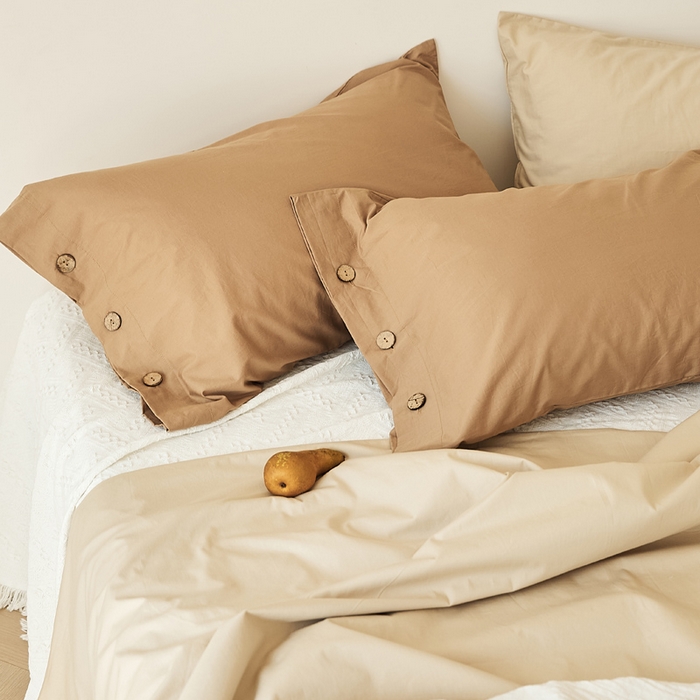 91家纺网 家纺一手货源 找家纺 EH家居 2025新款旧拾光系列全棉水洗棉单品枕套 旧拾光-拿铁咖