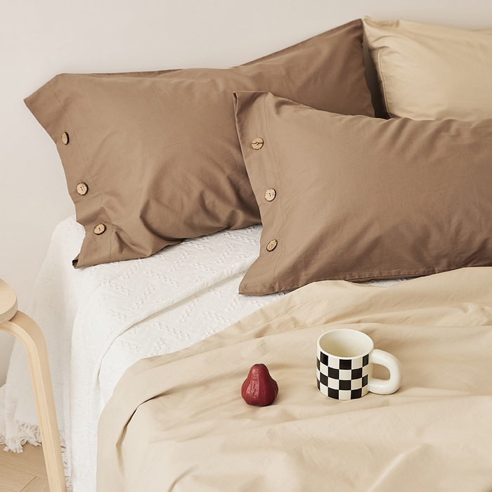 91家纺网 家纺一手货源 找家纺 EH家居 2025新款旧拾光系列全棉水洗棉单品枕套 旧拾光-巧克力棕