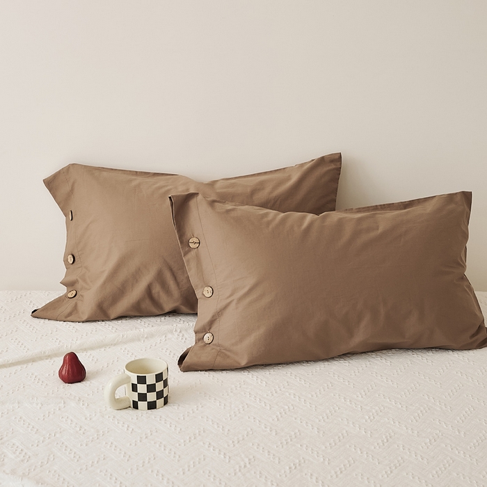 EH家居 2025新款旧拾光系列全棉水洗棉单品枕套 旧拾光-巧克力棕