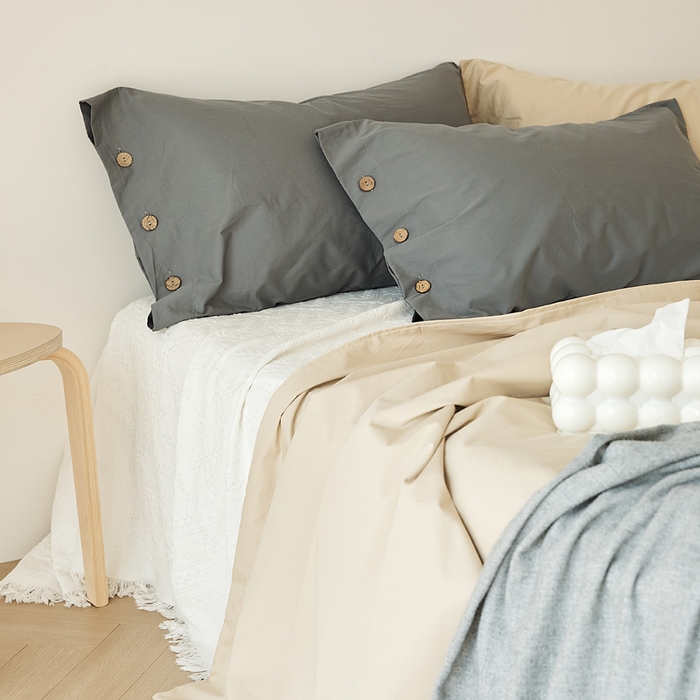 91家纺网 家纺一手货源 找家纺 EH家居 2025新款旧拾光系列全棉水洗棉单品枕套 旧拾光-深灰