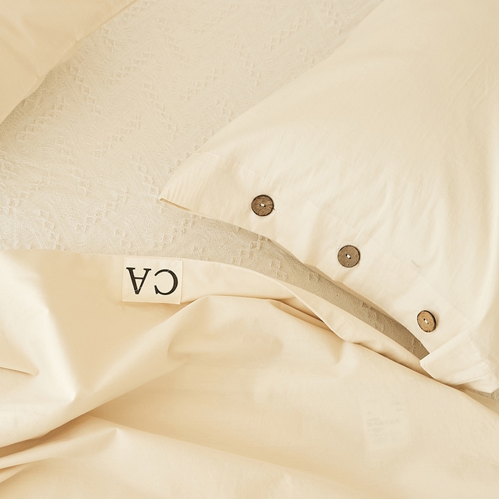 91家纺网 家纺一手货源 找家纺 EH家居 2025新款旧拾光系列全棉水洗棉单品枕套 旧拾光-奶白色