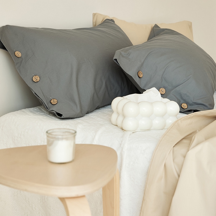 91家纺网 家纺一手货源 找家纺 EH家居 2025新款旧拾光系列全棉水洗棉单品枕套 旧拾光-深灰