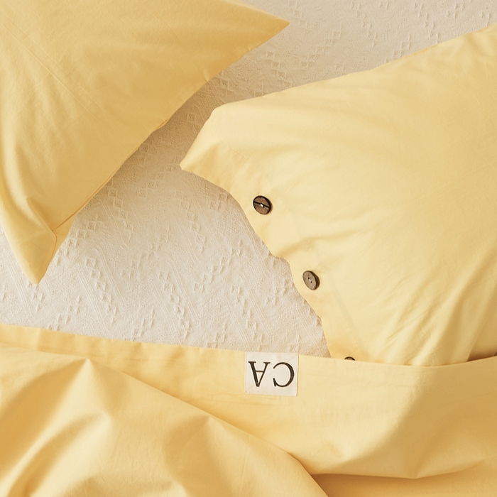 91家纺网 家纺一手货源 找家纺 EH家居 2025新款旧拾光系列全棉水洗棉单品枕套 旧拾光-茉莉黄