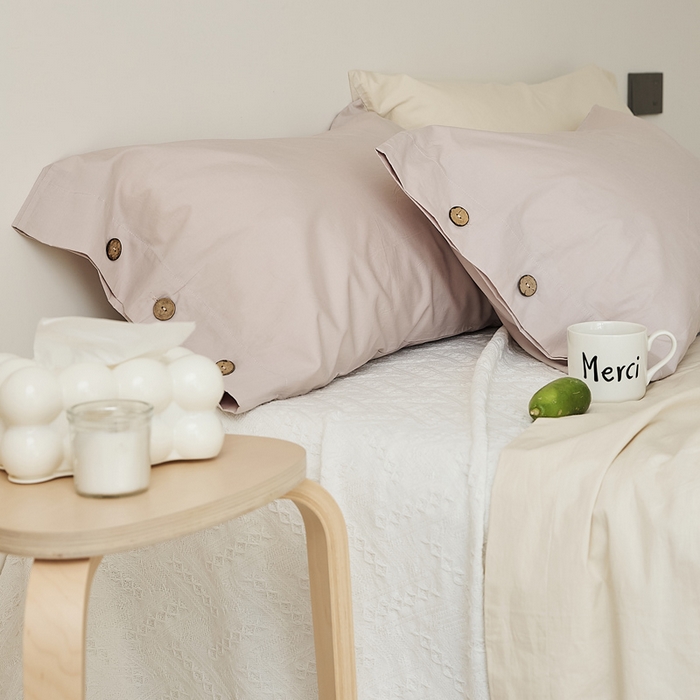 91家纺网 家纺一手货源 找家纺 EH家居 2025新款旧拾光系列全棉水洗棉单品枕套 旧拾光-翻糖粉