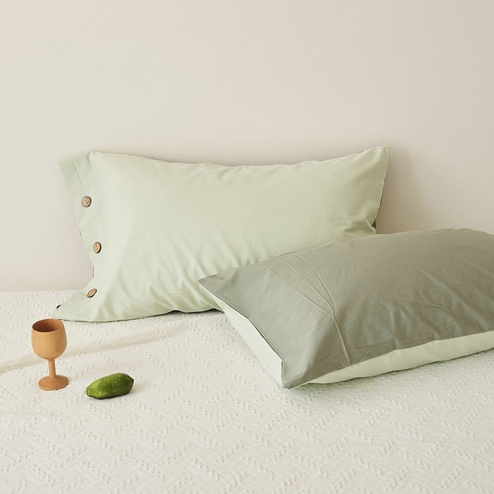 EH家居 2025新款旧拾光系列全棉水洗棉单品枕套 旧拾光-水绿