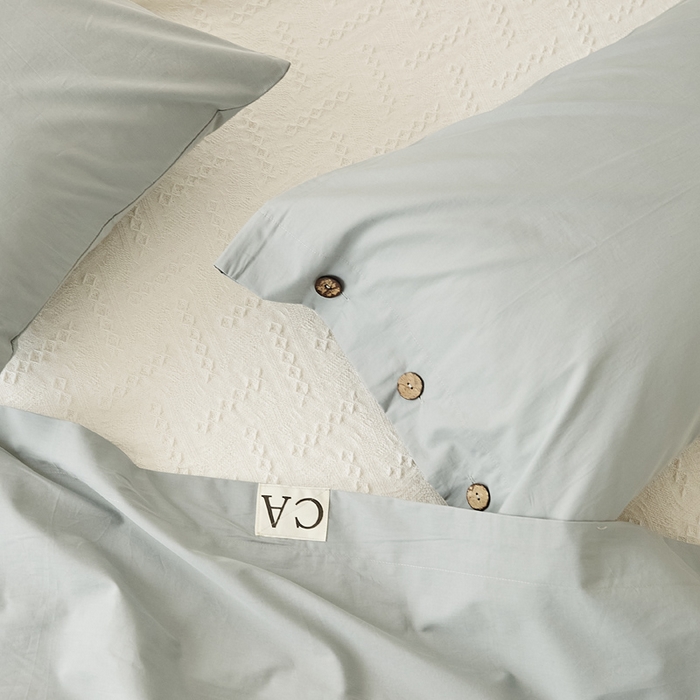 91家纺网 家纺一手货源 找家纺 EH家居 2025新款旧拾光系列全棉水洗棉单品枕套 旧拾光-云水蓝