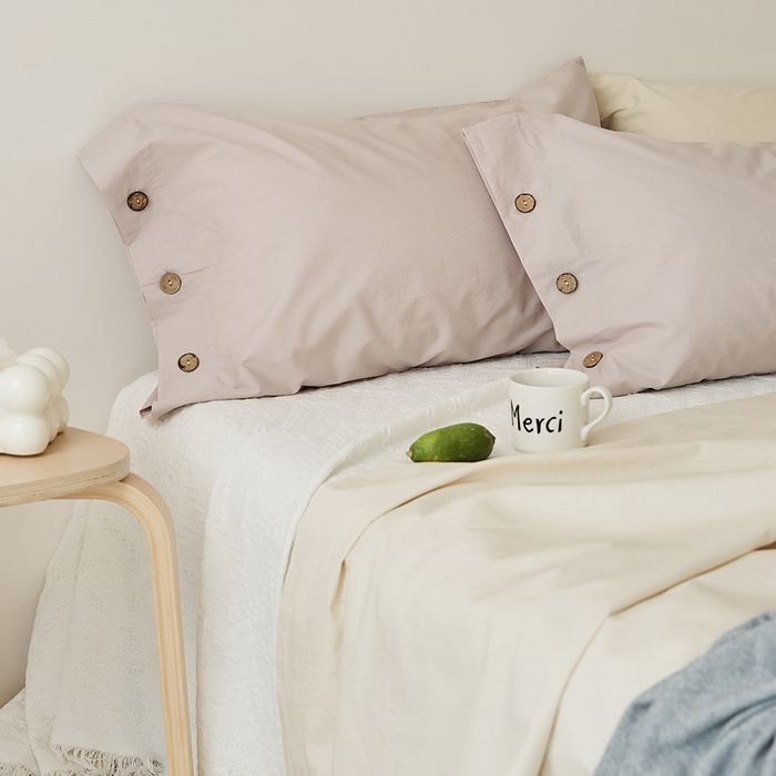 91家纺网 家纺一手货源 找家纺 EH家居 2025新款旧拾光系列全棉水洗棉单品枕套 旧拾光-翻糖粉