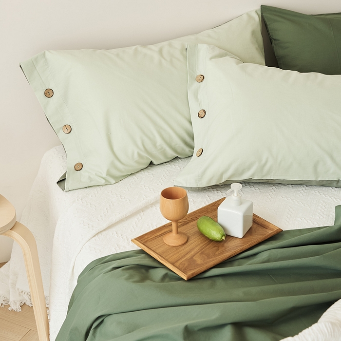 91家纺网 家纺一手货源 找家纺 EH家居 2025新款旧拾光系列全棉水洗棉单品枕套 旧拾光-水绿