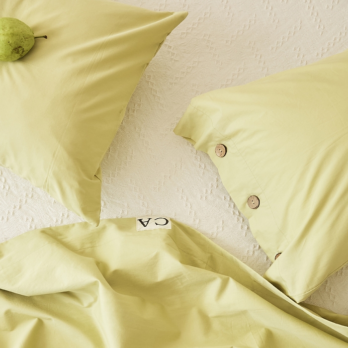 91家纺网 家纺一手货源 找家纺 EH家居 2025新款旧拾光系列全棉水洗棉单品枕套 旧拾光-香草青