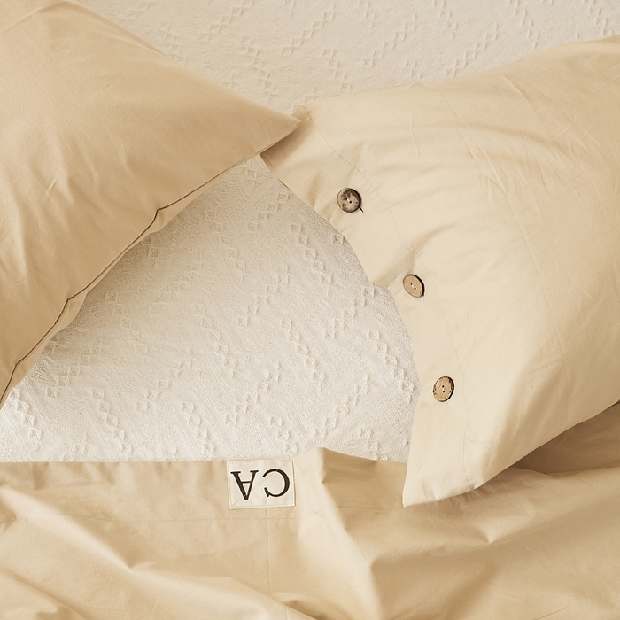 91家纺网 家纺一手货源 找家纺 EH家居 2025新款旧拾光系列全棉水洗棉单品枕套 旧拾光-浅卡其