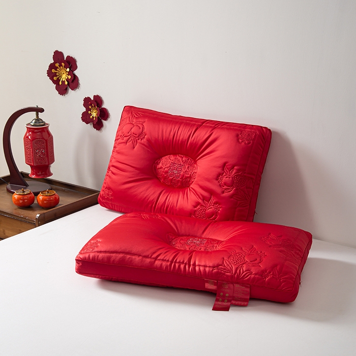 91家纺网 家纺一手货源 找家纺 （总）贤内助家纺 2025新款禧绣盈门婚庆枕保健颈椎枕头枕芯