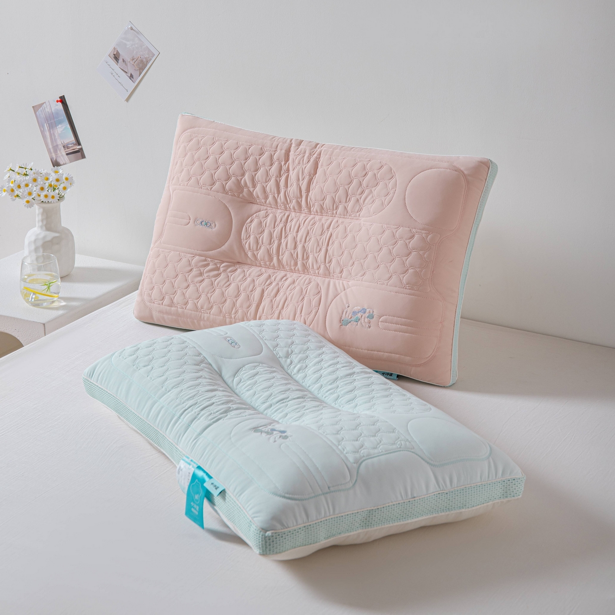 91家纺网 家纺一手货源 找家纺 芯链 2025新款企鹅小海风1号枕 枕头枕芯 企鹅小海风1号枕-粉色 48x74cm/只