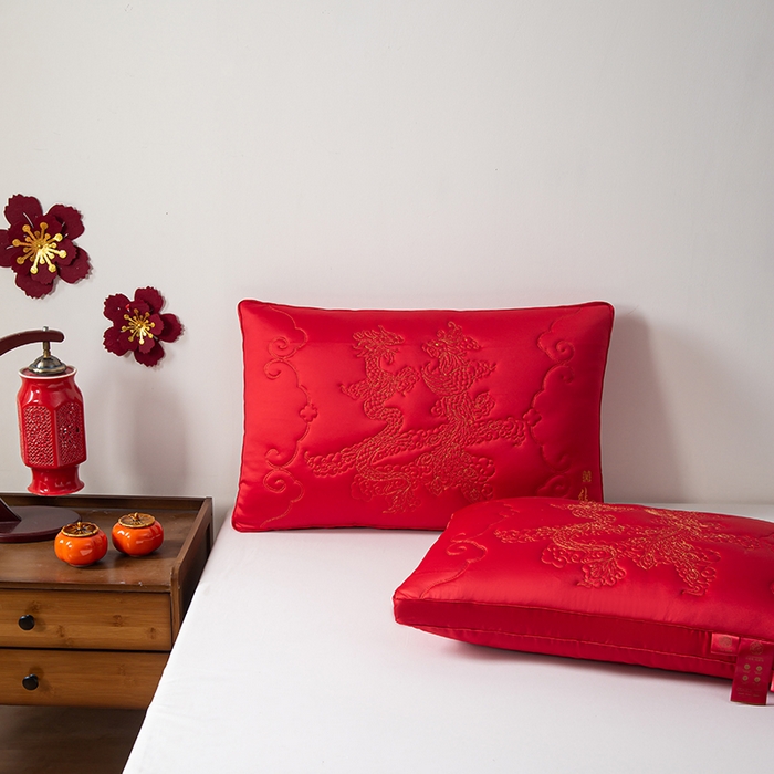 91家纺网 家纺一手货源 找家纺 （总）贤内助家纺 2025新款龙凤至禧婚庆枕保健颈椎枕头枕芯