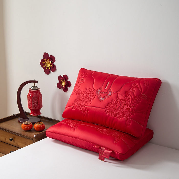 91家纺网 家纺一手货源 找家纺 （总）贤内助家纺 2025新款龙凤呈祥婚庆枕保健颈椎枕头枕芯