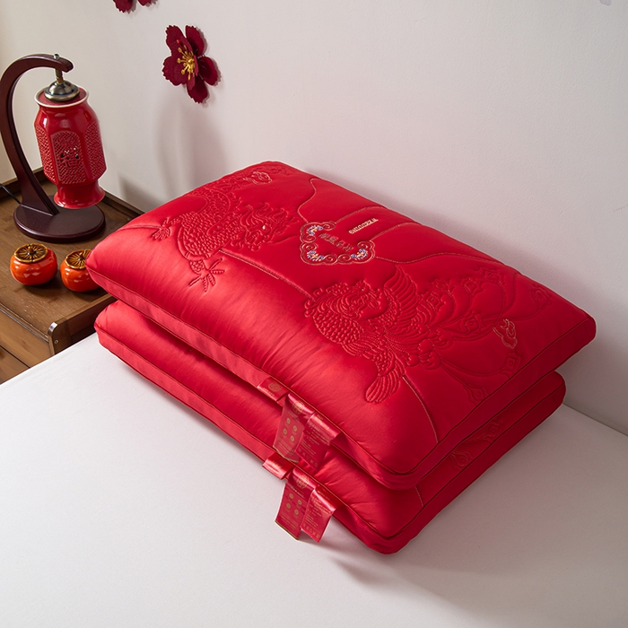 91家纺网 家纺一手货源 找家纺 （总）贤内助家纺 2025新款龙凤呈祥婚庆枕保健颈椎枕头枕芯