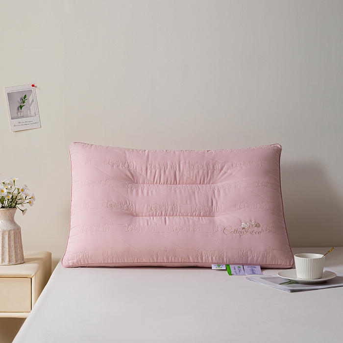 91家纺网 家纺一手货源 找家纺 贤内助家纺 2025新款洁净棉舒枕保健枕颈椎枕头枕芯 粉色