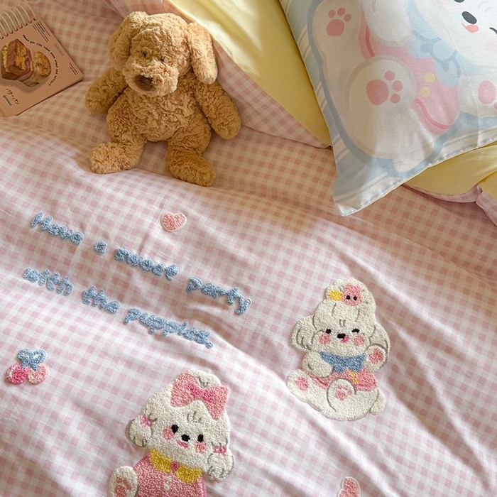 91家纺网 家纺一手货源 找家纺 （总）美乐迪家纺 2025新款全棉毛巾绣四件套格子系列